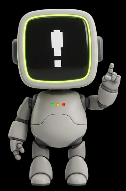 Whet robot with an exclamation mark on its screen