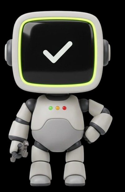 Whet robot with a check mark on its screen